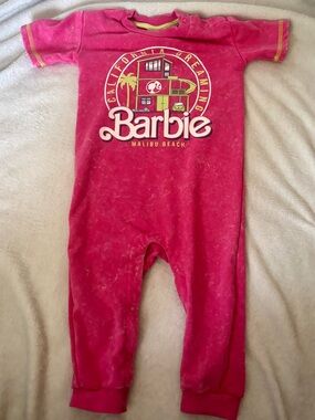 Barbie Baby Girl Romper 18M Pink Acid Wash One Piece Y2K Vintage Style